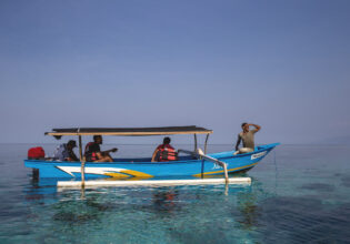 Snorkelling vessel just off Beloi, Atauro Island.