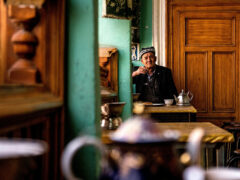 Kashgar bazaar, man in cafe, travel in china