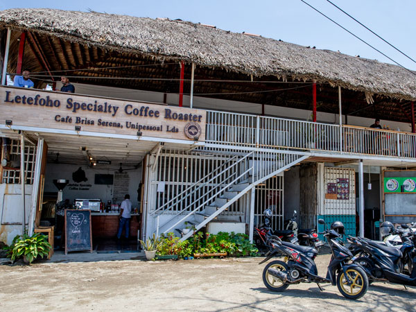 outside the Letefoho Specialty Coffee Roasters in Timor-Leste