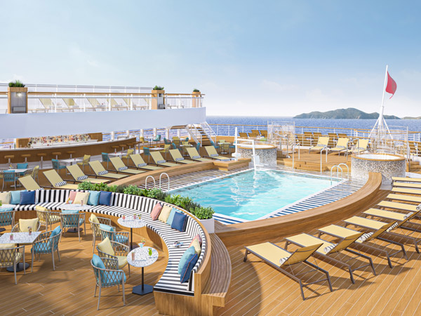 the Panorama Pool Club onboard the Cunard ship, Queen Anne
