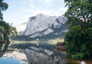 the reflection of Trisselwand in Lake Altaussee