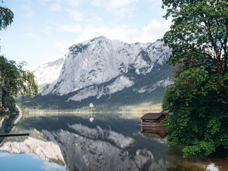 the reflection of Trisselwand in Lake Altaussee