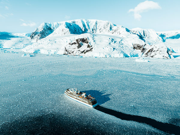 The Greg Mortimer ship in Antarctica, Aurora Expeditions