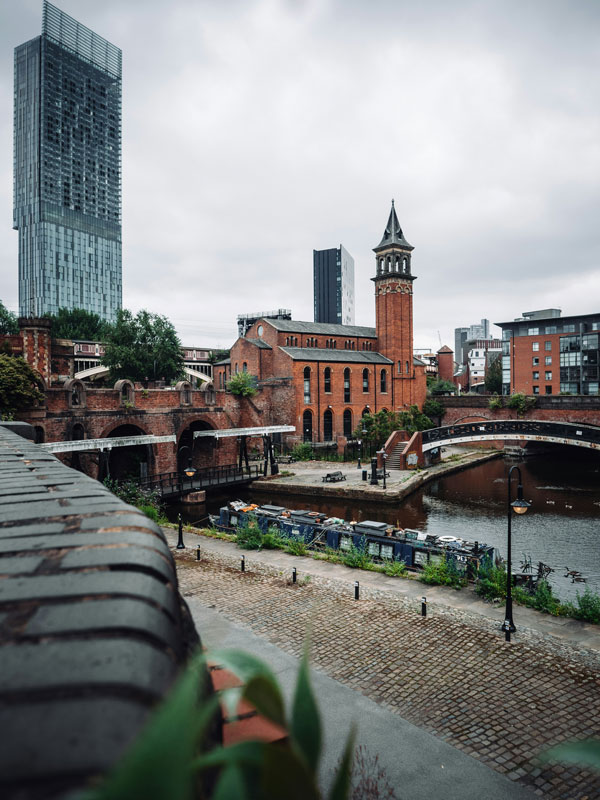 a gloomy day in Castlefield, Manchester, UK