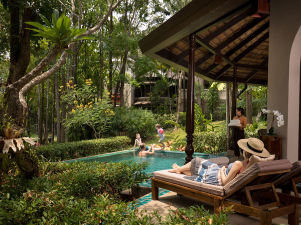 guests relaxing in a private pool villa at Four Seasons Resort Chiang Mai
