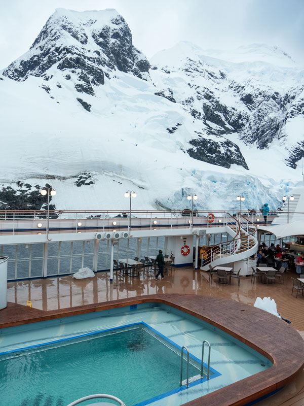 the pool deck onboard Silversea Antarctica