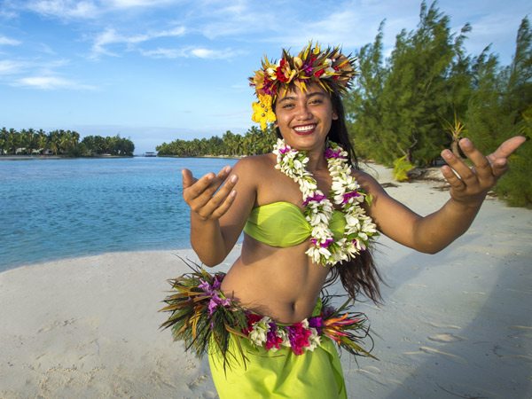 A woman performing the cultural welcome.