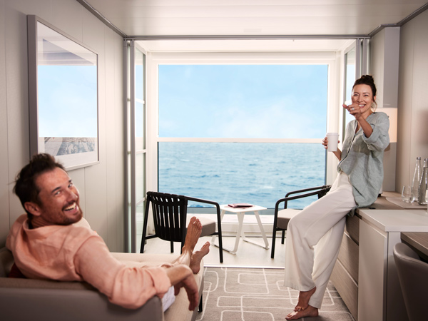 A couple enjoying the infinite veranda.