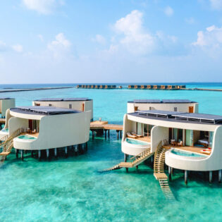 The exterior view of the one bedroom overwater pool villa.