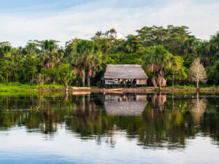 a thatched house by the Amazon River