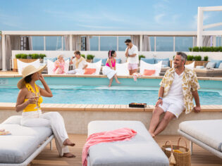 people at the pool on board Sun Princess with Princess Cruises