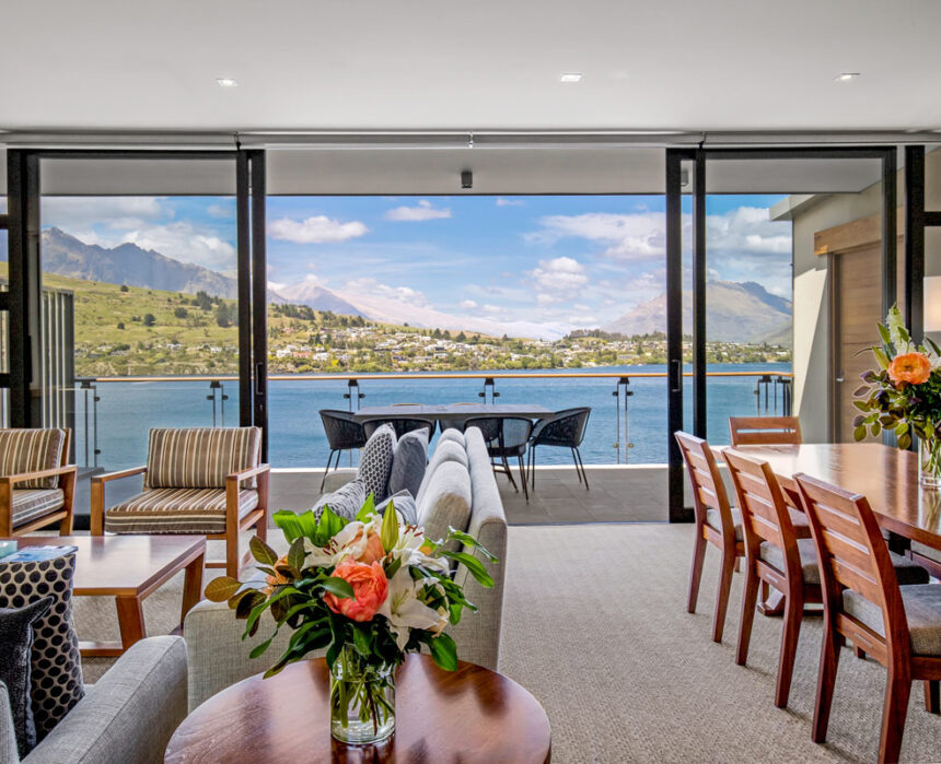 the balcony view inside the Penthouse at The Rees Queenstown