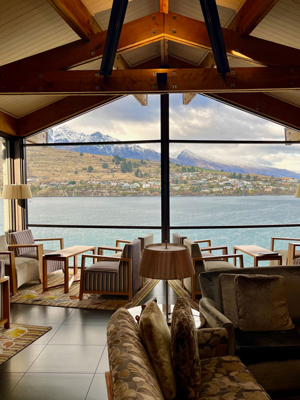 the lake view from True South Dining Room at The Rees Queenstown