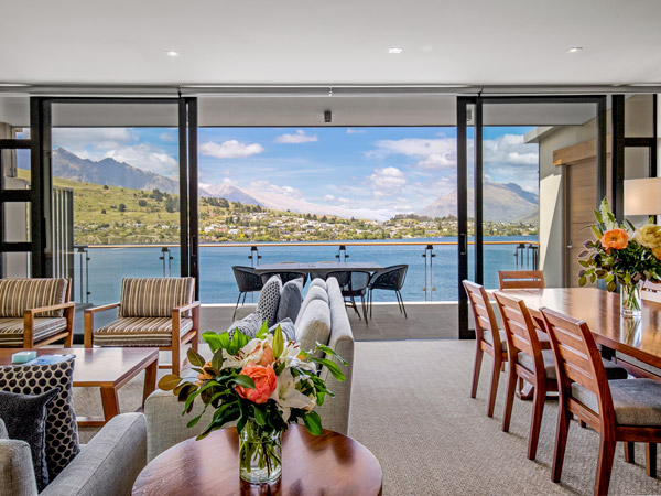 the balcony view inside the Penthouse at The Rees Queenstown