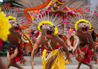 the dancers at a folklore festival in the Brazilian Amazon
