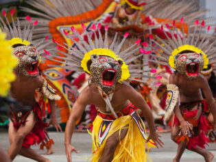 the dancers at a folklore festival in the Brazilian Amazon