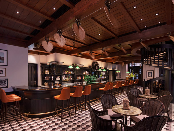 the interior of Raffles Long Bar Singapore