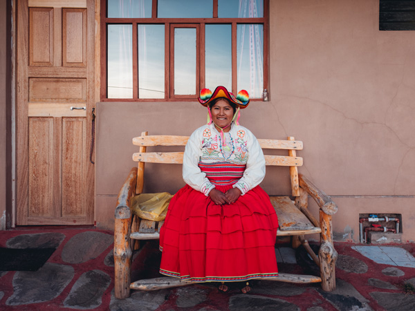 a Peruvian woman sitting