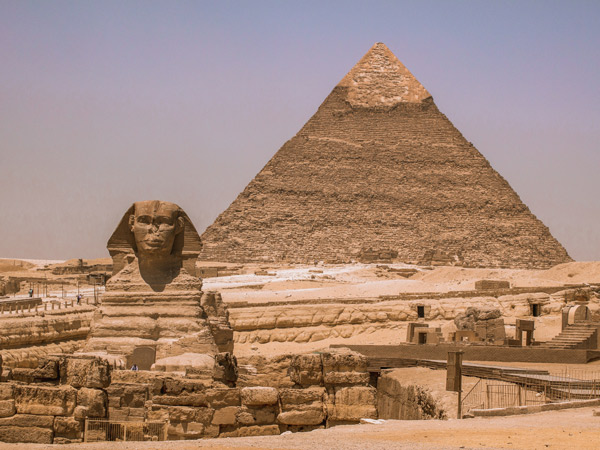 the Pyramids of Giza near Cairo in Egypt