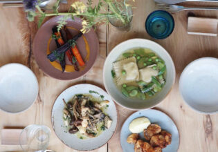 meals on a table at blind donkey restaurant in tokyo