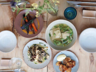 meals on a table at blind donkey restaurant in tokyo