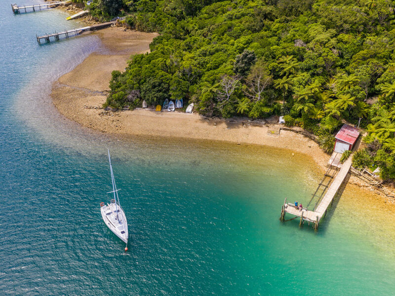 A drone shot of Queen Charlotte Track.