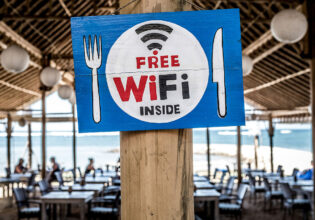 free wifi sign at bali cafe