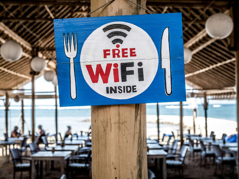 free wifi sign at bali cafe