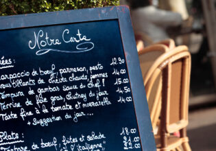 menu out the front of a french cafe
