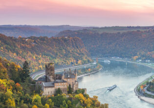 An aerial view of Danube with Avalon Waterways.