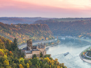 An aerial view of Danube with Avalon Waterways.