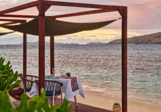 A beachfront cabana in Sheraton Resort and Spa, Tokoriki Island, Marriott Fiji.