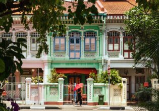 Colorful Peranakan shophouses in Singapore.