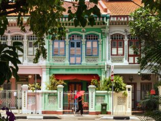 Colorful Peranakan shophouses in Singapore.