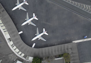 Aerial view of an airport