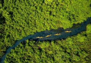 aerial of Asaga Lagoon in samoa