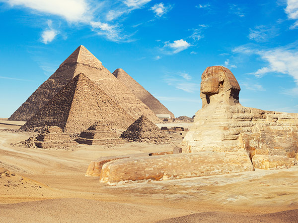 Pyramids of Giza with a sphinx for adventurous type of traveller