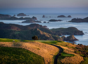 aerial view of Kauri Cliffs Golf Course new zealand