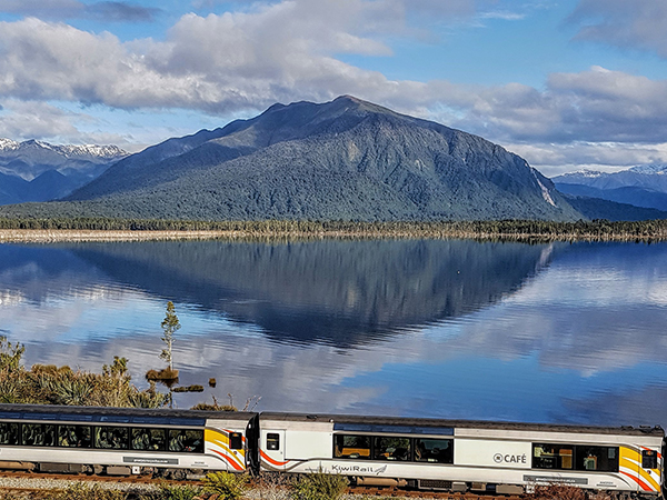 Lake Brunner and a Train in West Coast New Zealand.