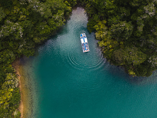 aerial shot of Pelorus Mail Boat
