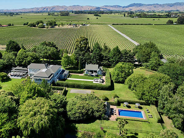 Aerial view of The Marlborough Boutique Hotel New Zealand.