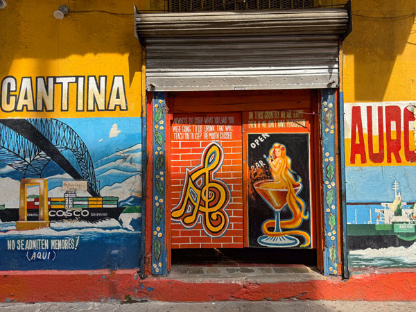 the exterior of Cantina Aurora dive bar, Panama