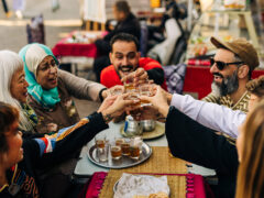 People enjoying drinks in Morocco.