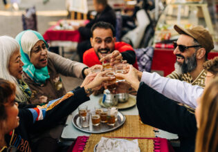 People enjoying drinks in Morocco.