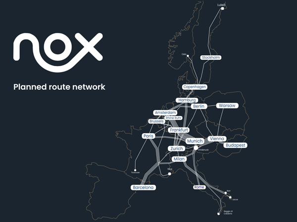 map of Nox's new sleeper train route