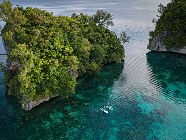 turquoise waters surrounding the islands in Palau