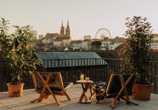 View of Basel from the Terrace Suite at Volkhaus Basel