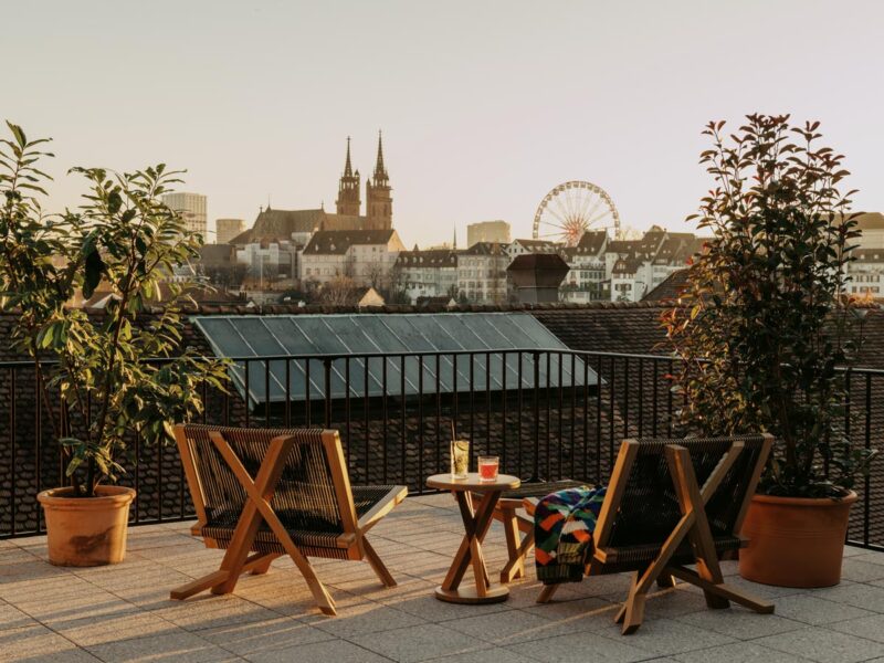 View of Basel from the Terrace Suite at Volkhaus Basel