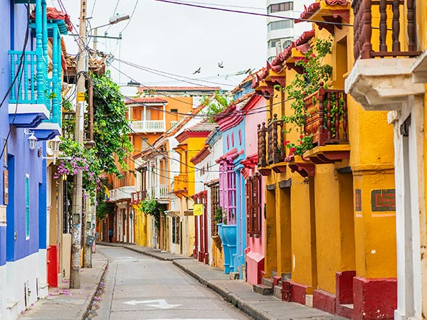 colourful buildings of Getsemani neighbourhood in cartagena colombia