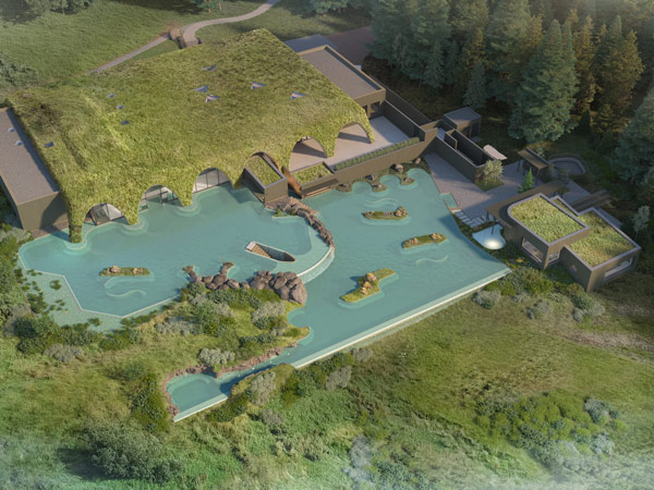 A render of the aerial view of Laugaras Lagoon